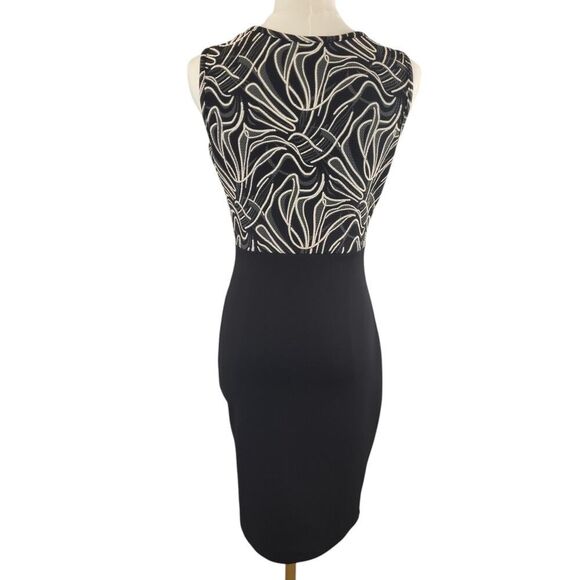 Papaya Medium Black Bodycon Dress V-Neck Lace Trim USA Black Gray White Print - Picture 12 of 16